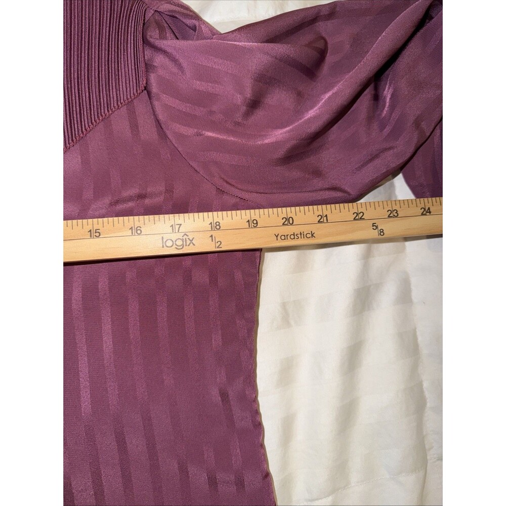 Vintage Bethany Blouse Womens 11/12 Purple Retro 70s Dainty Secretary to Disco - Picture 10 of 12